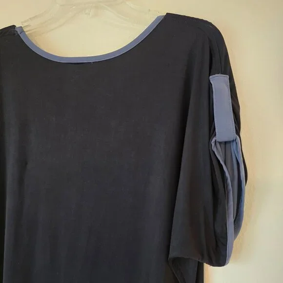 Dotti Black SS Mini Dress Scoop Neck Grey Trim Med/Lge? - Picture 10 of 16